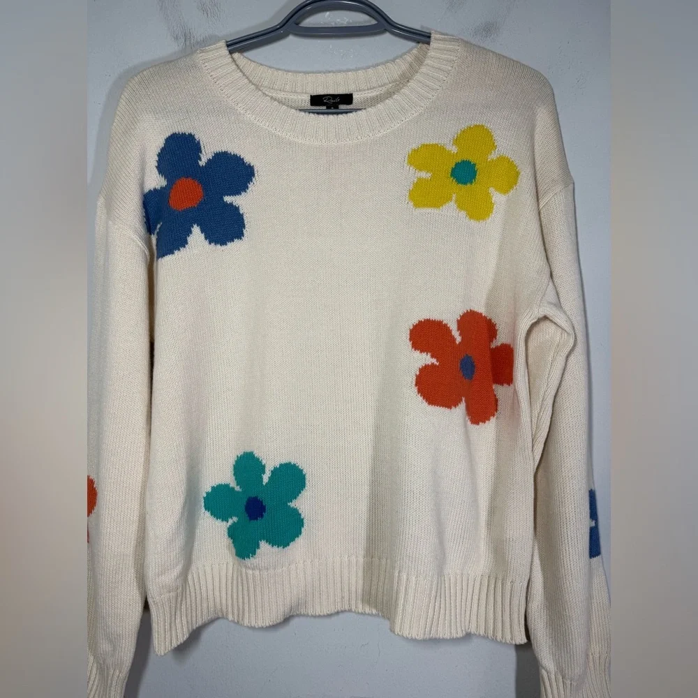 Rails Perci Cotton Sweater Ivory Daisies size S - Picture 6 of 11